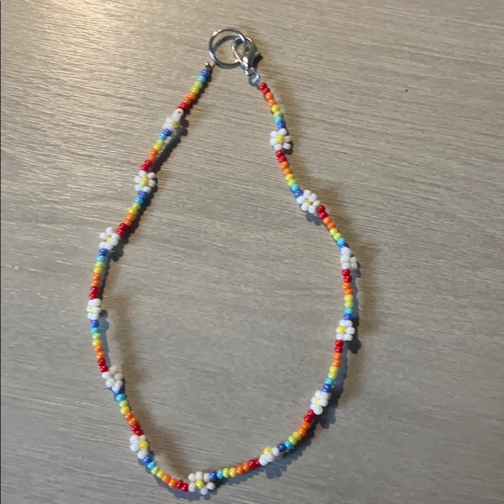 Rainbow Daisy seed bead necklace